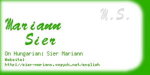 mariann sier business card